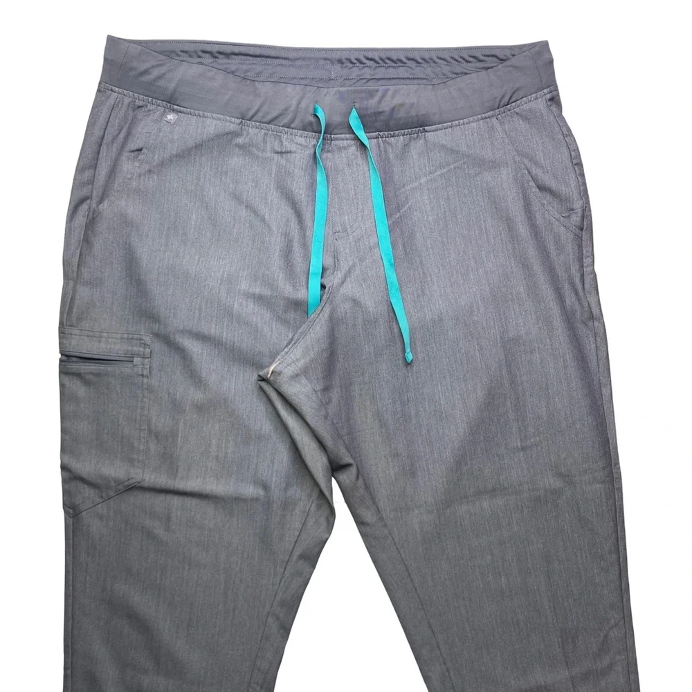 Figs Charcoal Joggers with Teal Drawstrings‎